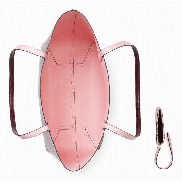 New Kate Spade Ava Reversible Tote with Pouch Double Faced Leather Deep Berry - Picture 5 of 5